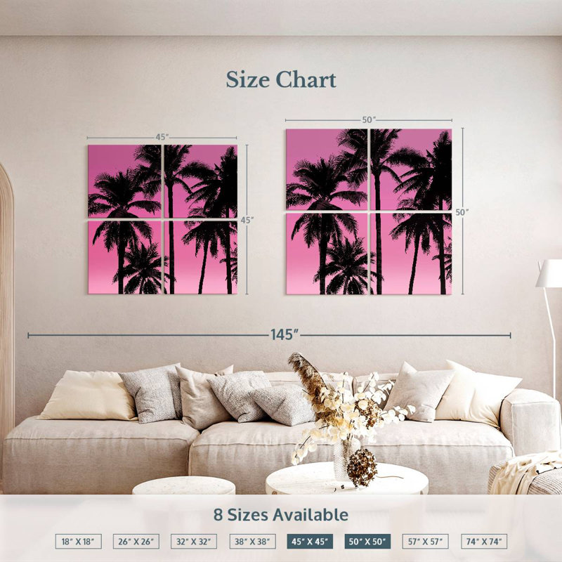 Gillard Palms noir sur rose I