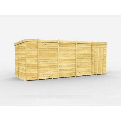 18ft x 6ft Pent Shed - Single Door without Windows