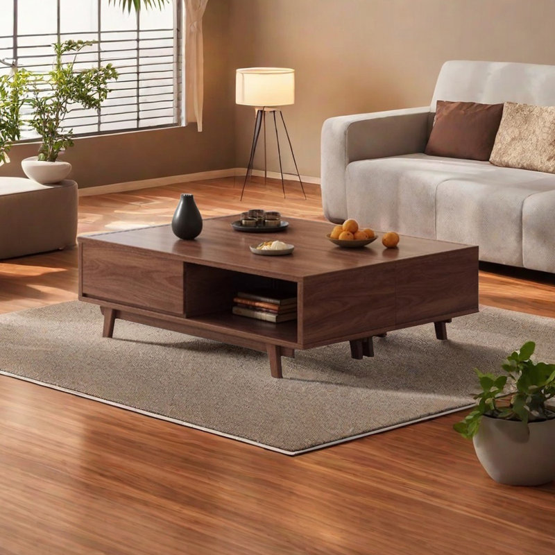 Table basse en bois massif de style rétro
