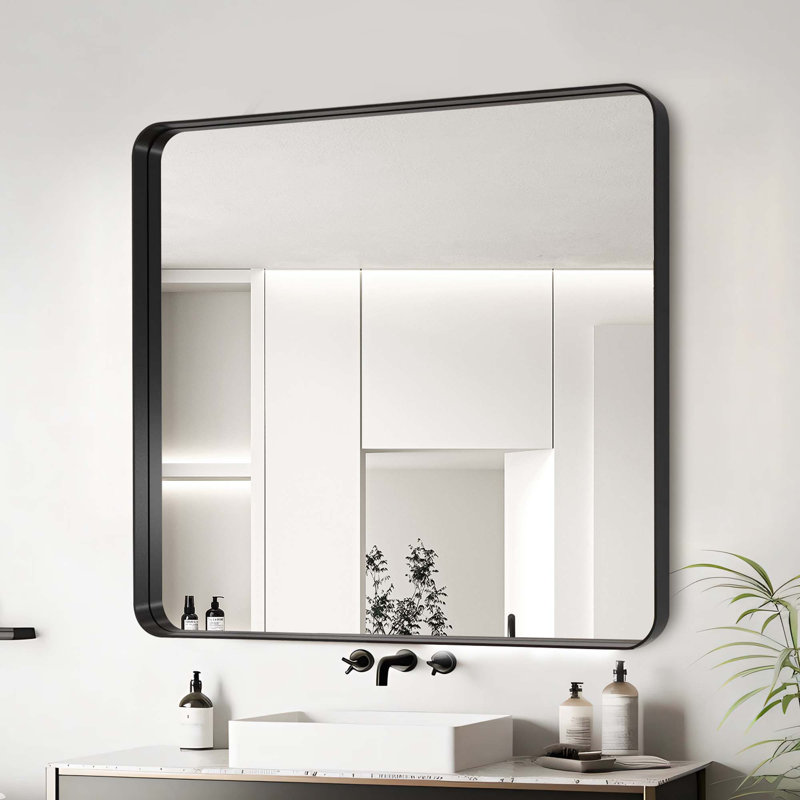 Miroir de salle de bain, Noir, Horizontale, 38 po x 38 po