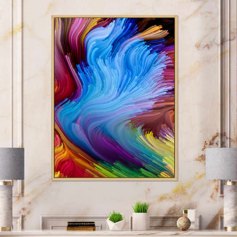 Élégance de liquide Art VI - reproduction d'art moderne sur toile, H 20 po x l 12 po x P 1 po, Cadre flottant brun