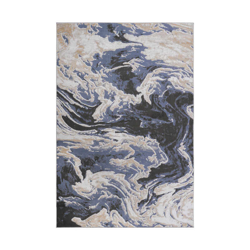 Collection L.Blue /Abstract Non-Shedding Living Room Bedroom Dining Home Office Stylish and Stain Resistant Area Rug