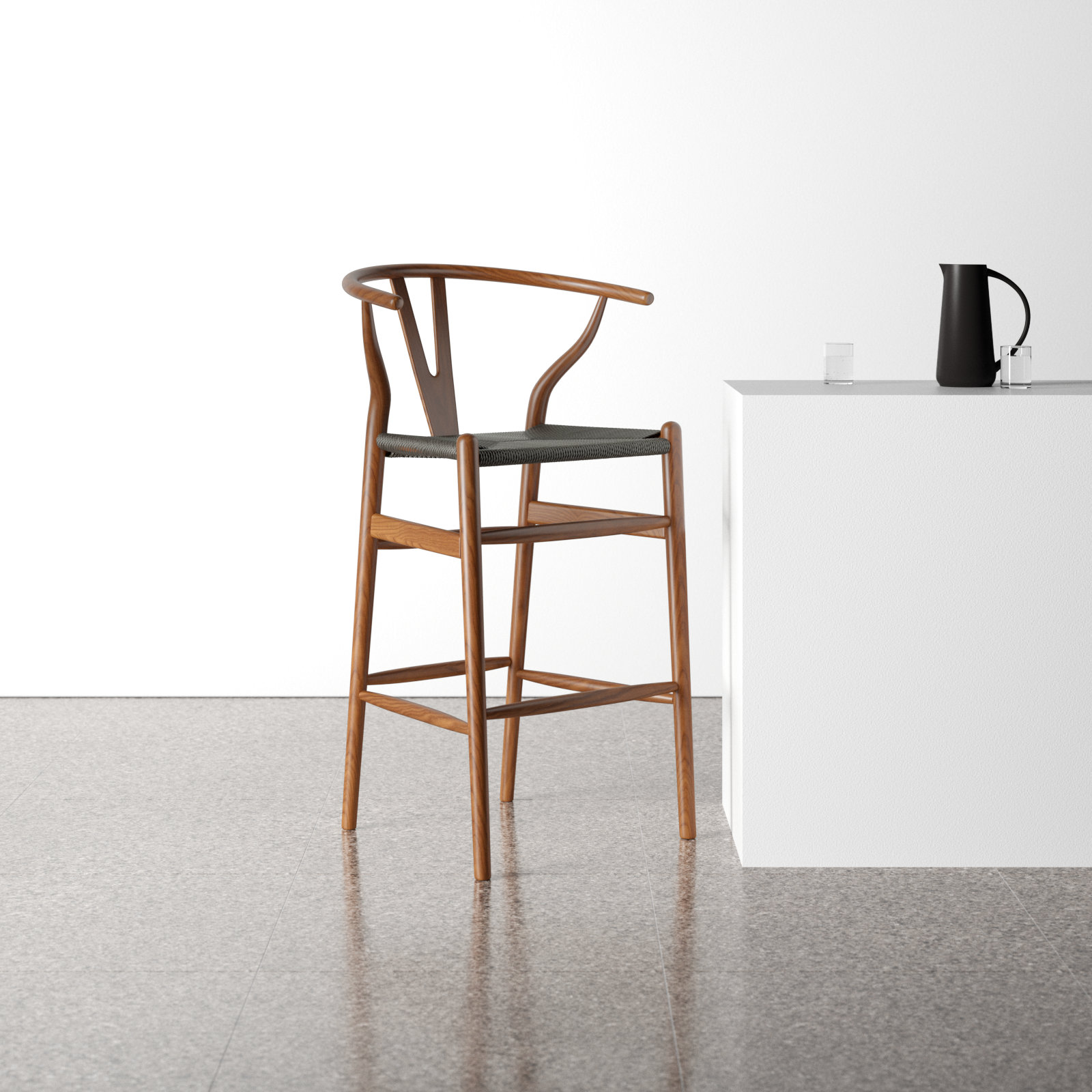 Etta Solid Wood Bar & Counter Stool, Walnut/Black, Bar Stool (30" Seat Height)