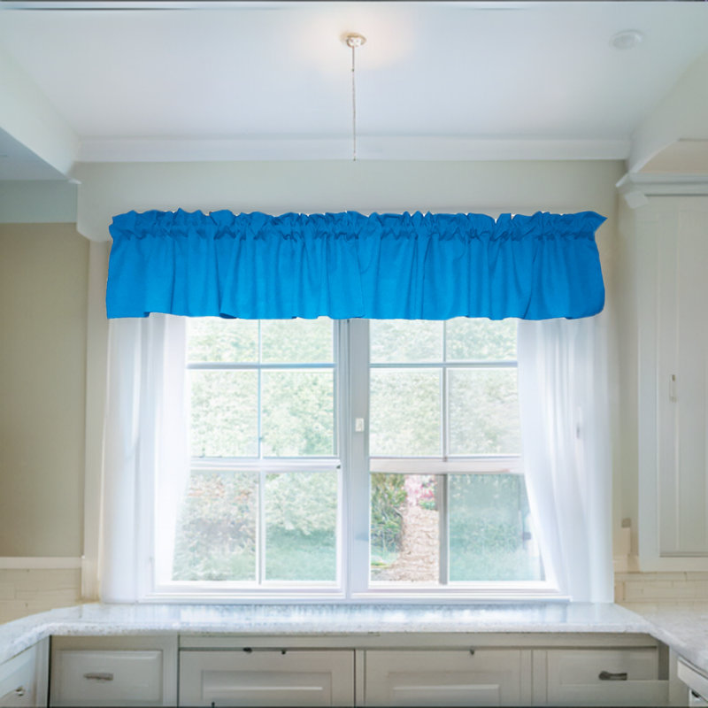 Pastorella Tailored Window Valance, 58" W x 24" L, Turquoise