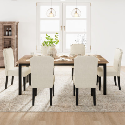 Industrial Rectangular Dining Table for 4-6, 71 in Large Kitchen & Dining Room Table