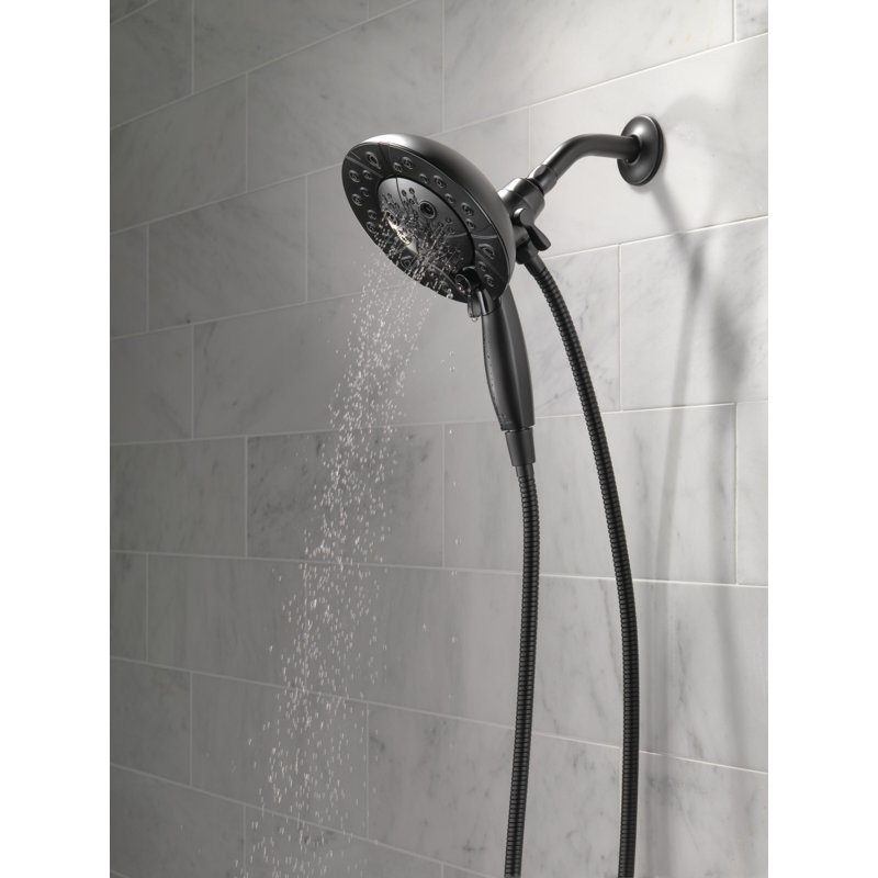 Universal Showering Components Fixed Shower Head with H2Okinetic Technology, Matte Black