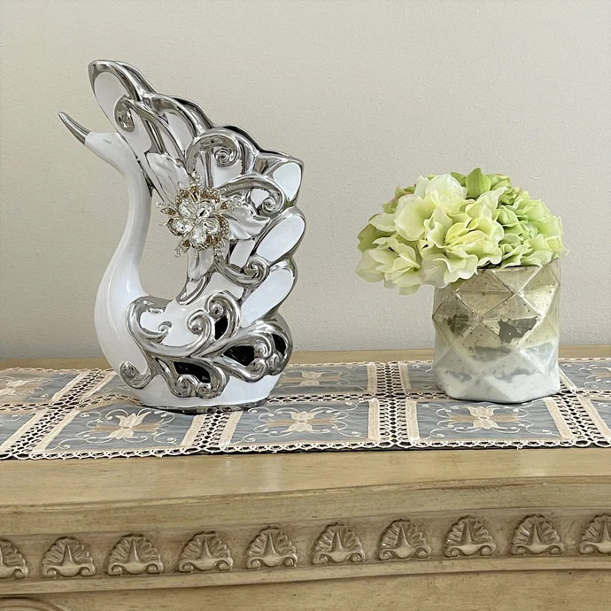 Swan Bling Vase, Silver