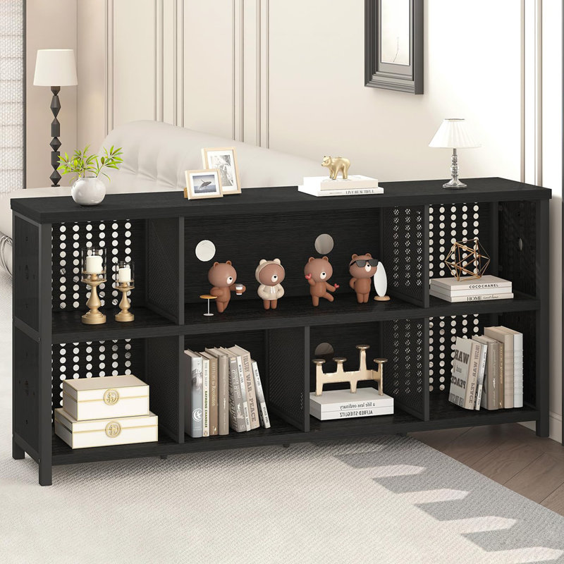 76cm H x 160cm W Metal Cube Bookcase, Black Oak