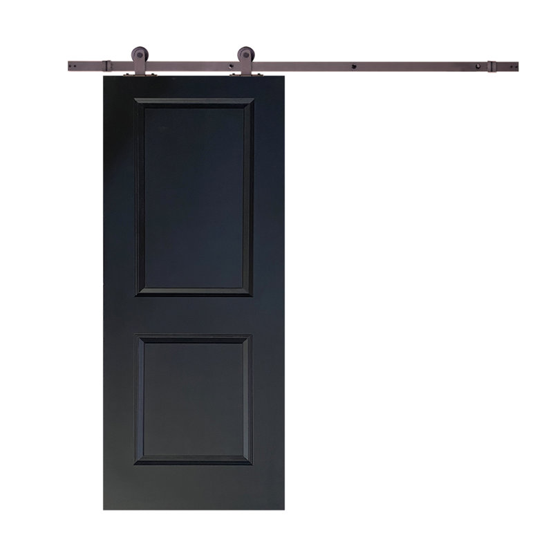 Porte de grange lambrissée peinte en bois et en métal avec trousse de quincaillerie d'installation, 30 po x 80 po, Noir