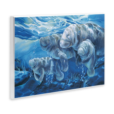 Plaque murale de famille de lamantins sous l'eau, design par Jody Bergsma