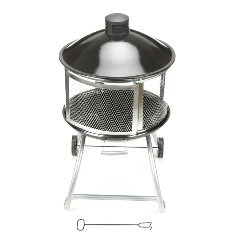 Ourania Square Wood Burning Smokeless Fire Pit with Lid