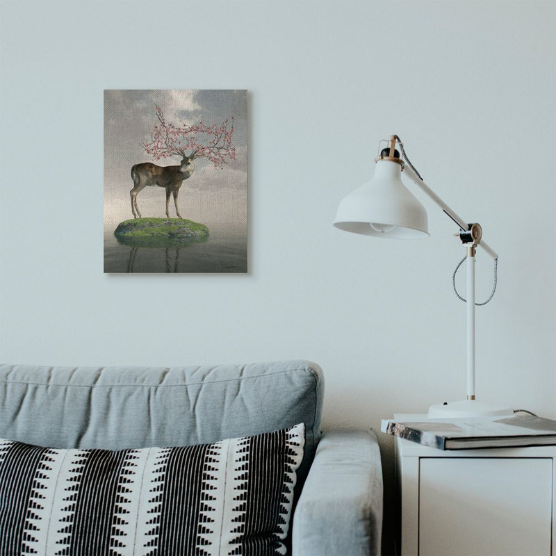 «Deer Tree Island Abstract Animal», impression, H 16 po x l 20 po x P 1,5 po, Toile tendue
