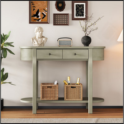 Élégante console rétro avec un design incurvé et un glacis lisse pour les entrées, les salons et les couloirs (gris)
