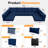 14 Pieces 3" Outdoor Replacement Cushion Sets For Patio Furniture(Set Of 6 Cushion , 6 Backrests , 2 Coner Cushions)-141692426