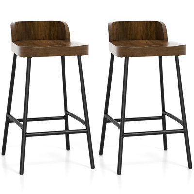 Mizell 2pcs Low-back Bar Stool Industrial Counter Height Chair Stool