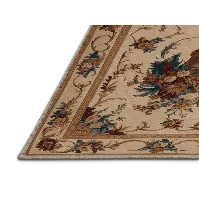 Tapis brun français lavable à la machine, Rond 8 pi