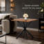 Table d'appoint carrée avec support en métal en X et plateau de table texturé grain de bois, table de bout industrielle polyvalente