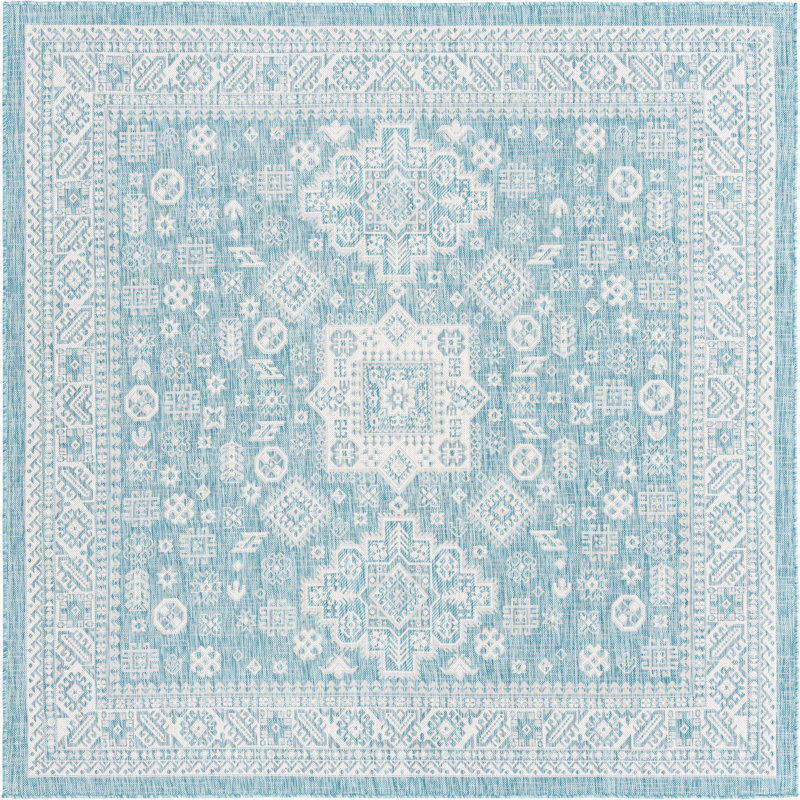 Outdoor Chand Area Rug Blue Color, Square 7'10"