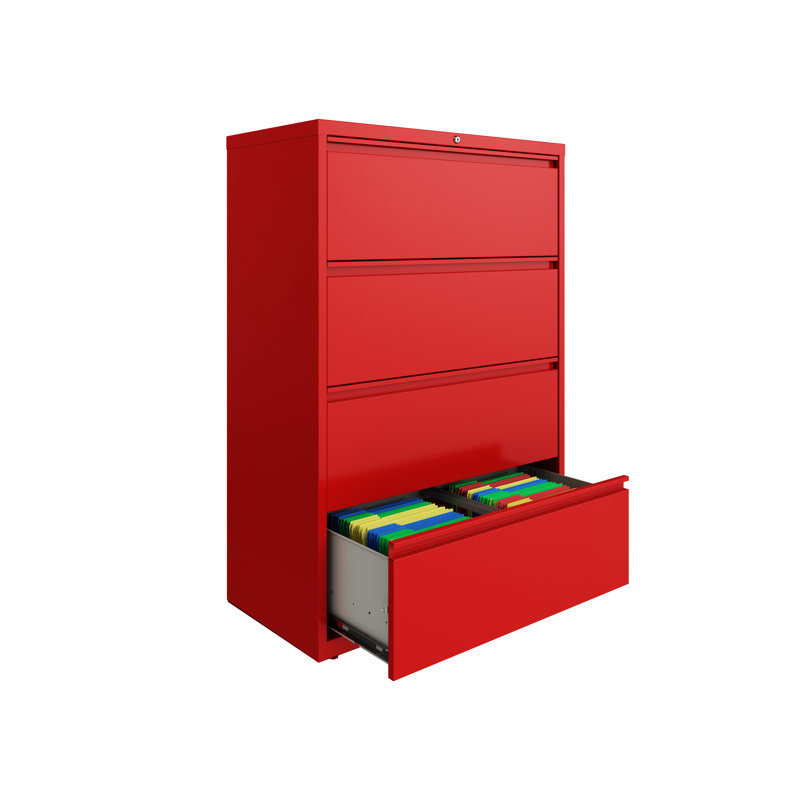 Harietta 36'' Wide 4 -Drawer Steel File Cabinet, Red