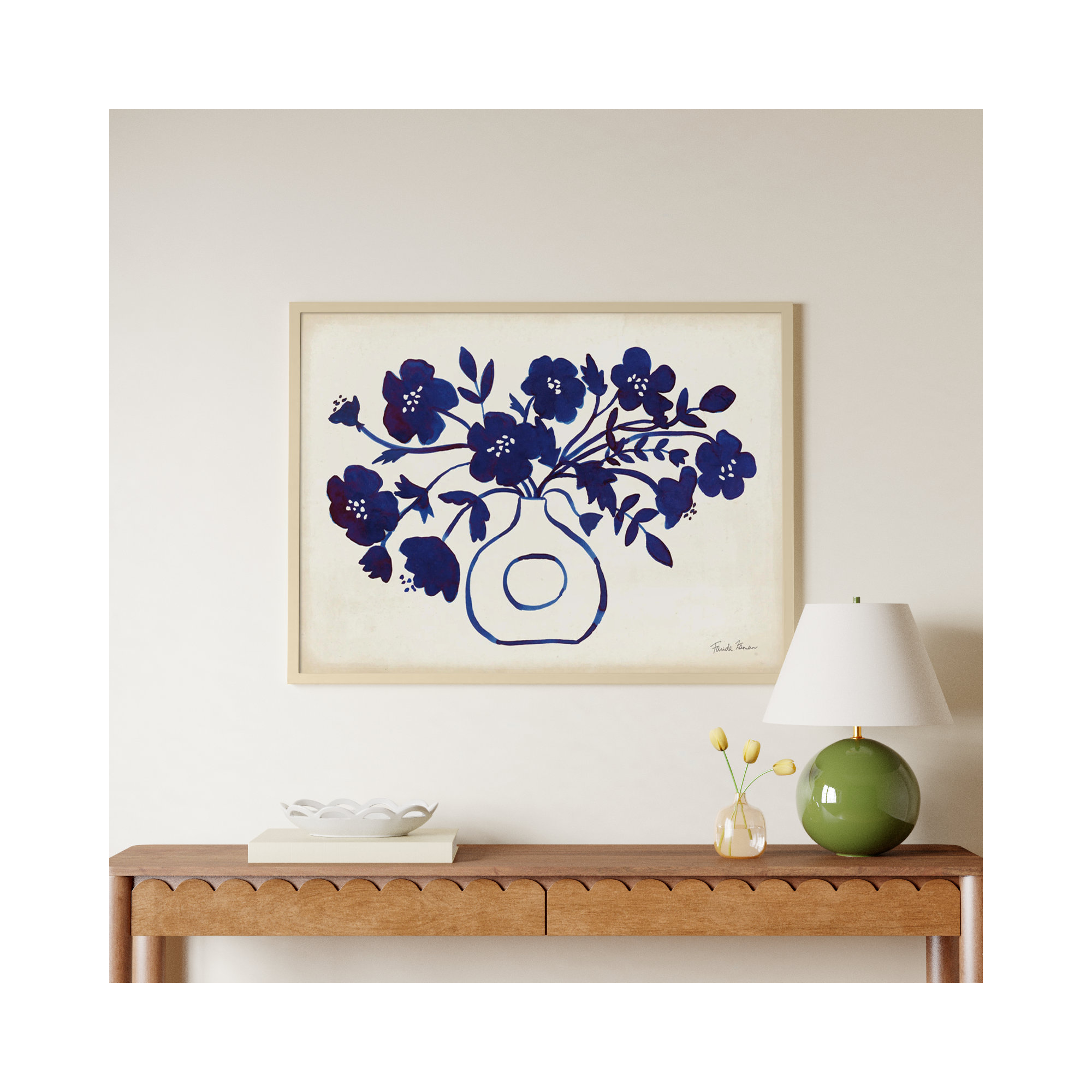 Modern Blue by Farida Zaman, 31" H x 41" W x 1" D, Brown