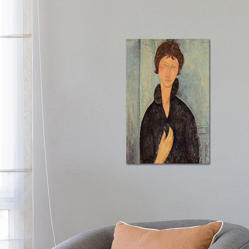 Woman With Blue Eyes, C.1918 by Amedeo Modigliani - Wrapped Canvas Painting