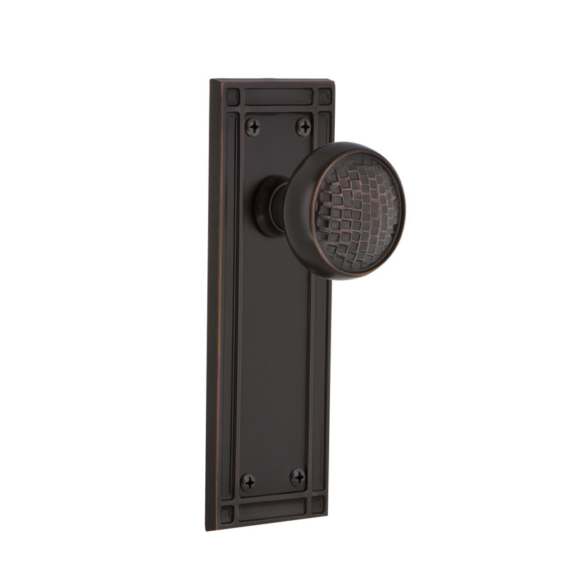 Mission Plate with Craftsman Door Knob, Timeless Bronze, 2-3/4”