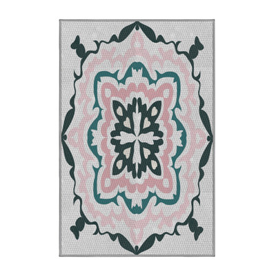 Tapis vert damassé