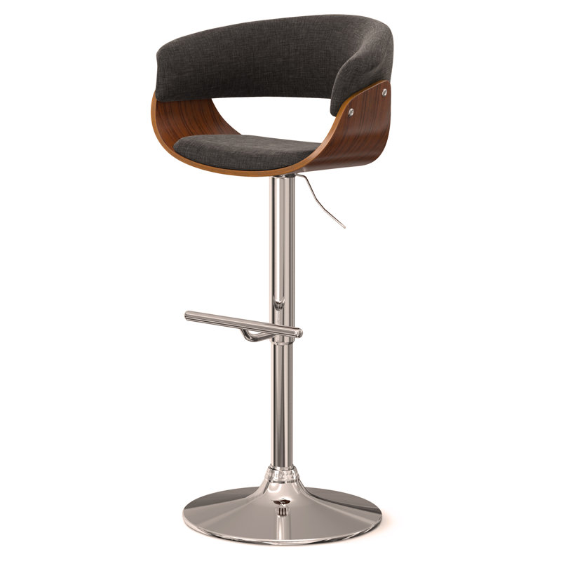 Sheldon - Adjustable Swivel Bar Stool, Linen-Dark Gray