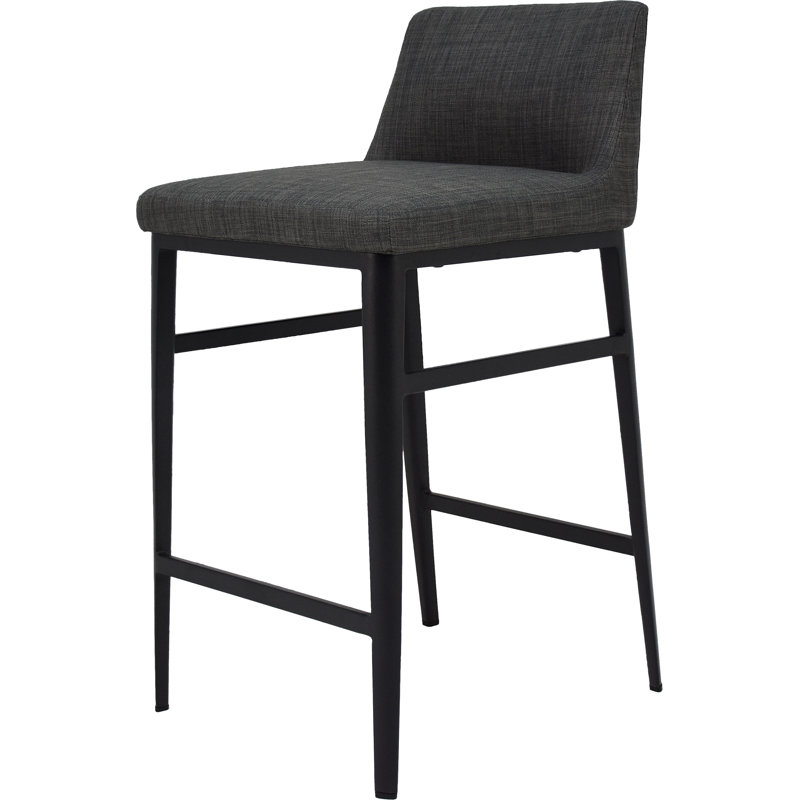 Baron Upholstered Stool with Metal Frame, Counter Stool (25.5” Seat Height), Charcoal