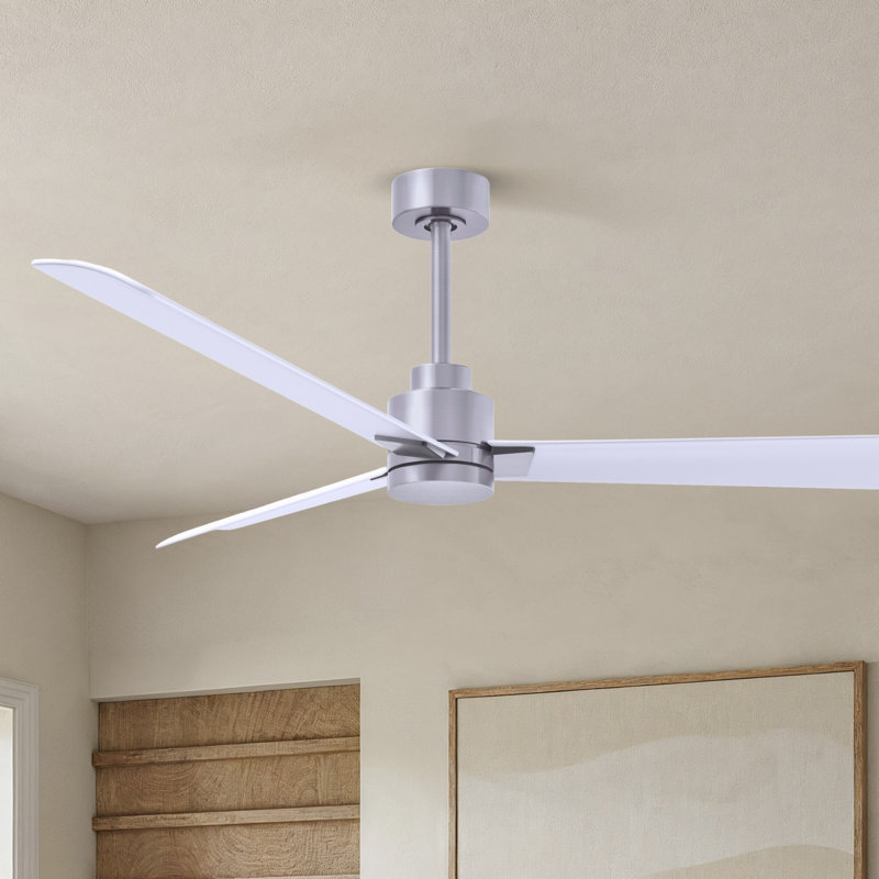 Ventilateur de plafond Alessandra, Blanc mat, Nickel brossé