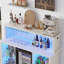 	Glass Wine Cabinet with Freestanding Wine Cooler Refrigerator, 4 Removable Wine Shelves, RGB Light-1016607901