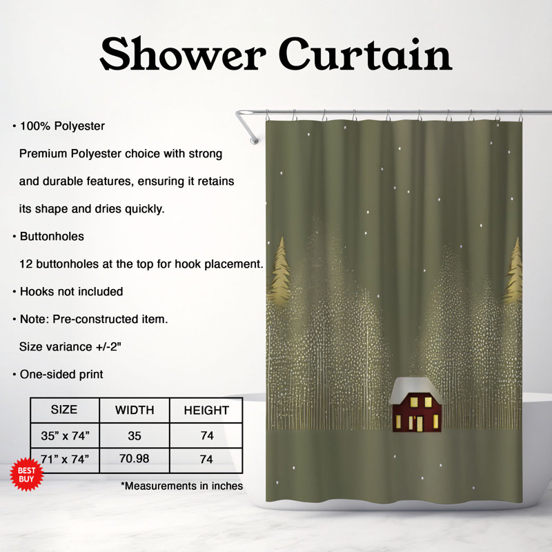Rideau de douche Winter Serenity - Premium, L 71 po x L 74 po