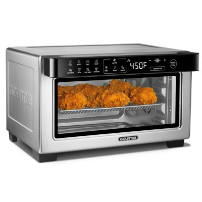 Gourmia Digital Air Fryer Oven With Convection Mode, 12 Presets, Fits 9” Pizza, Stainless Steel