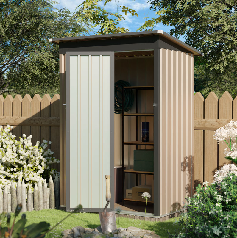 Abri de jardin en métal 4,27 pi x 2,42 pi 5 x 3 pi avec porte à charnière