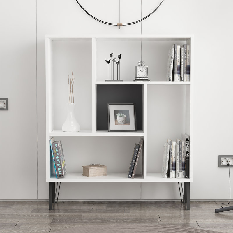Jayvianna Geometric Bookcase, White/Anthracite