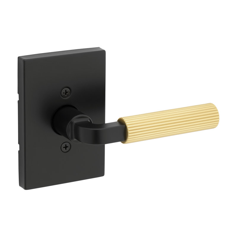 Mirada Reeded Half-Dummy Lever with Rectangular Rose, Black/Brass