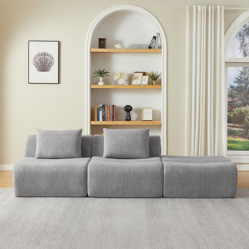 Boneless Oversized 3 Seater Compressed Sofa with Chenille Fabric, No Assembly, Space-Saving for Living Room, Apartment, Gray