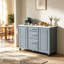 Îlot de cuisine à roulettes gris de 129 cm (50,7 po) avec comptoir rabattable, armoire à poubelle inclinable, organisateur coulissant, 2 tiroirs et 1 porte d'armoire-71908934