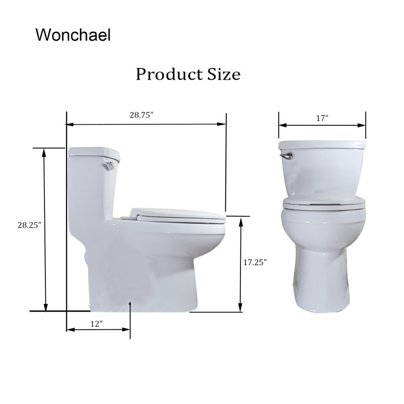 Toilette une pièce fixée au sol à hauteur de chaise 1,28 GPF Wonchael (siège inclus)