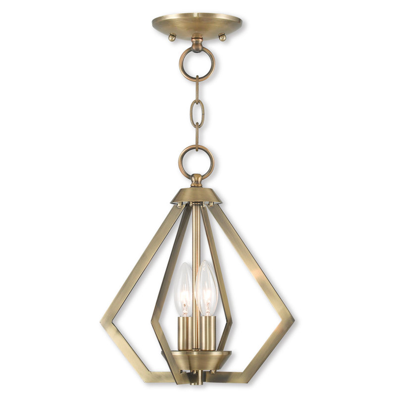 Luminaire suspendu géométrique 2 lumières Buckeys, Laiton antique