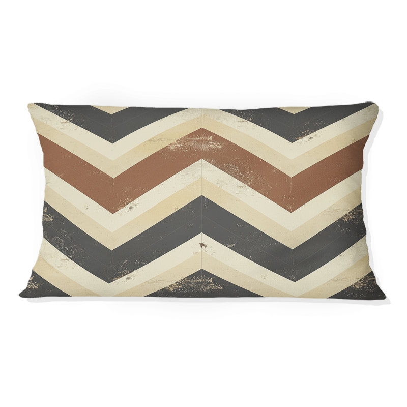 Imprimé à chevrons brun crème I - coussin lombaire moderne