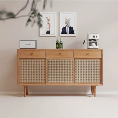 Armoire d'appoint multifonctionnelle en rotin avec tiroirs