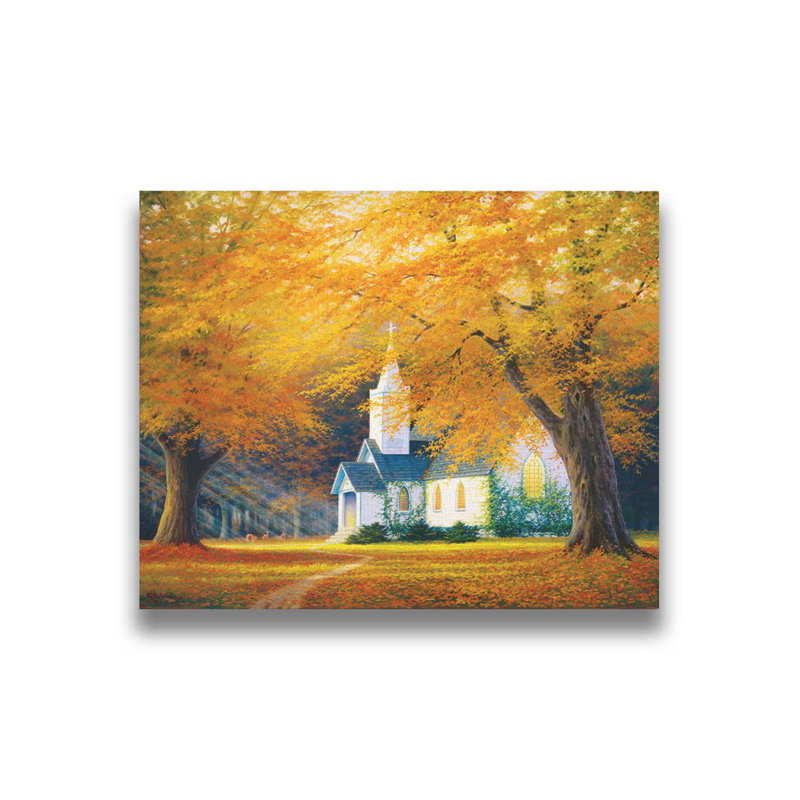 «Church in the Glen» par Charles White, H 24 po x l 30 po, Toile sans cadre