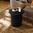 Compact Size Round Side Table with Black Fluted Fir & MDF Wood Accent