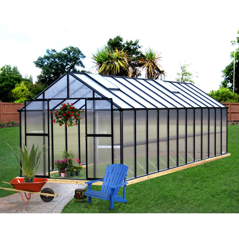 Monticello 8' x 12' Black Aluminum Polycarbonate Greenhouse