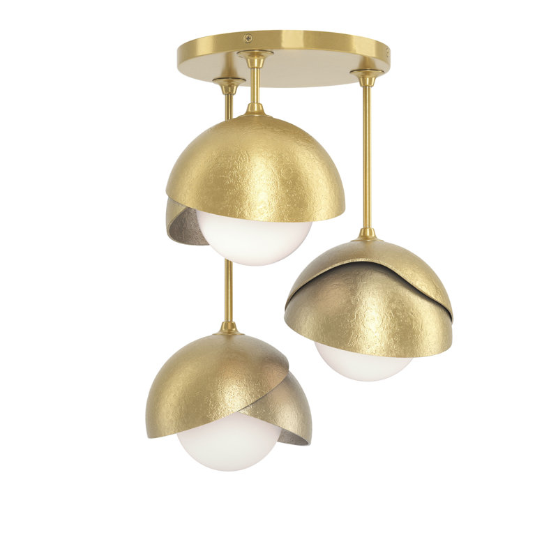 Brooklyn 3 - Light Double Shade Semi Flush Mount, Modern Brass, Modern Brass