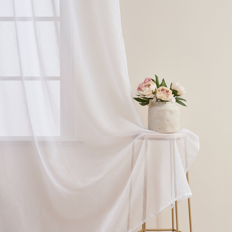 Paire de rideaux transparents avec œillets Diyon, Blanc, L 54 po x L 90 po