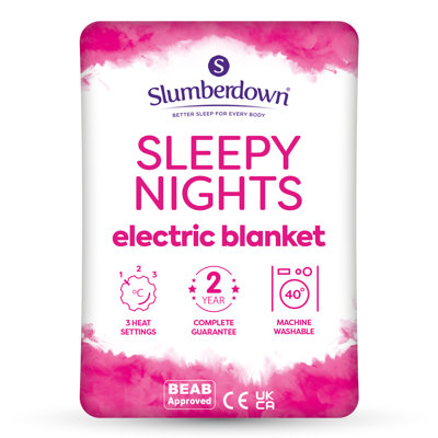 Slumberdown Sleepy Nights Electric Blanket – 3 Heat Settings, Machine Washable, Easy Fit Straps – Heated Underblanket