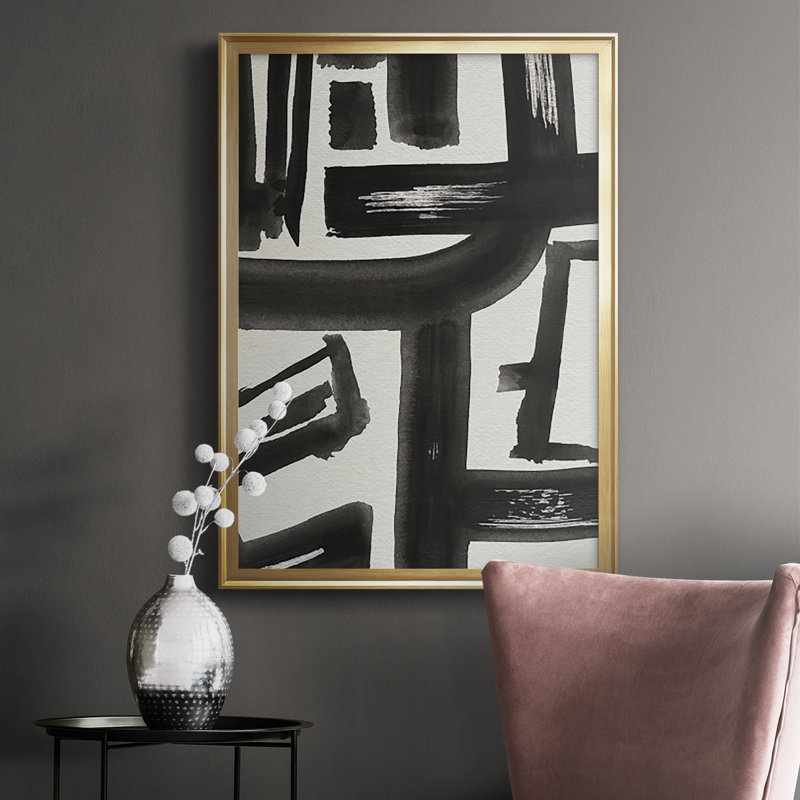 «Inkwell Intersect II», reproduction encadrée de qualité supérieure - prête à être accrochée, Cadre doré