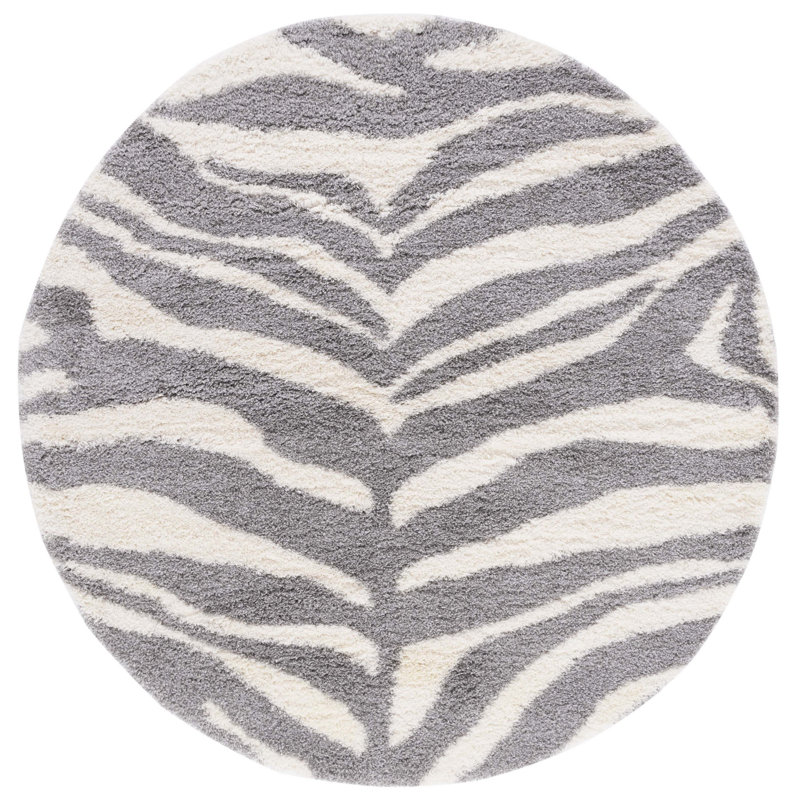 Laplaigne Shag Performance Animal Print Rug, Round 5'1"